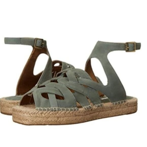 Cynthia Vincent Espadrille Platform Sandals Mint Green Suede - Picture 3 of 6